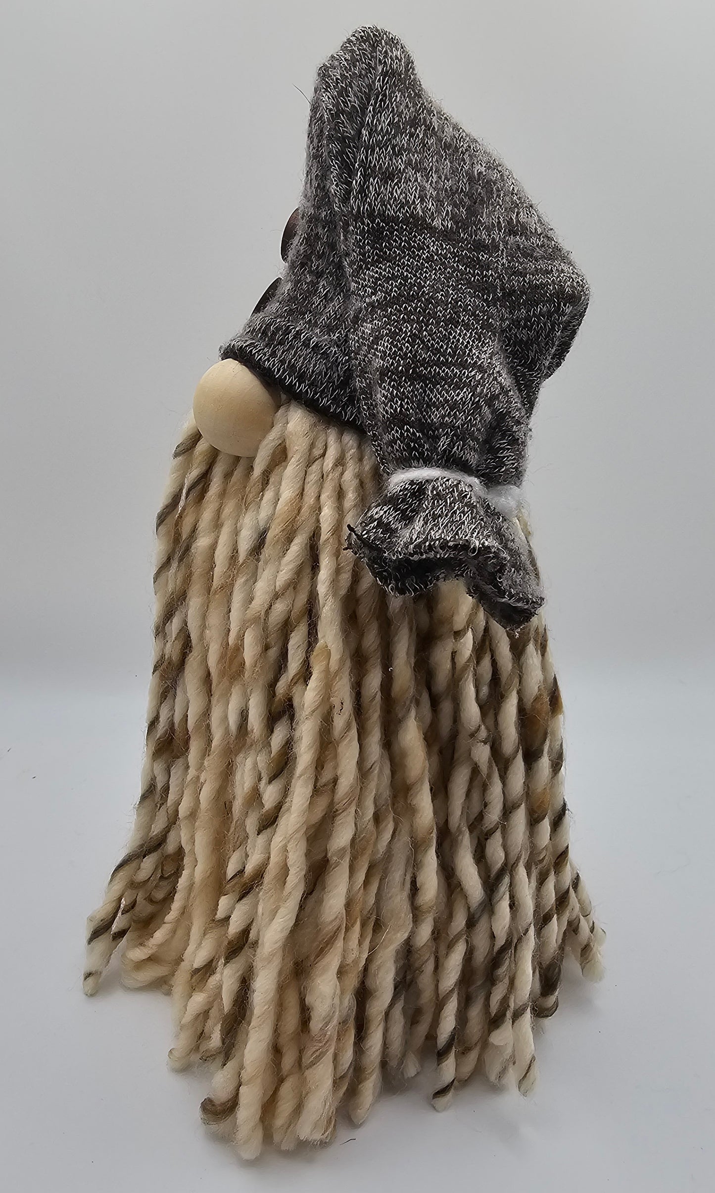 Medium Beige Gnome with Brown Hat and Buttons