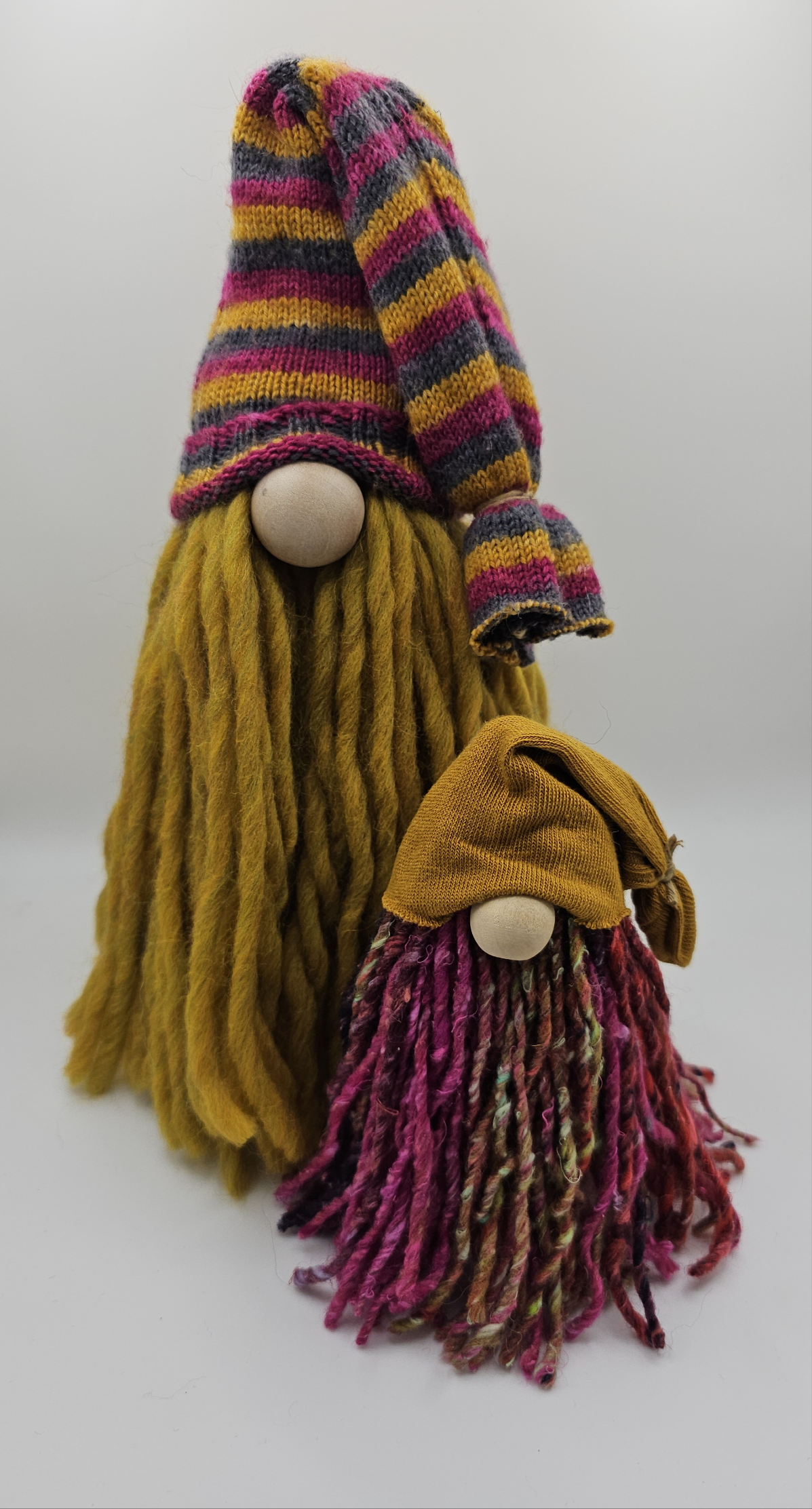 Large Mustard Gnome With Striped Hat
