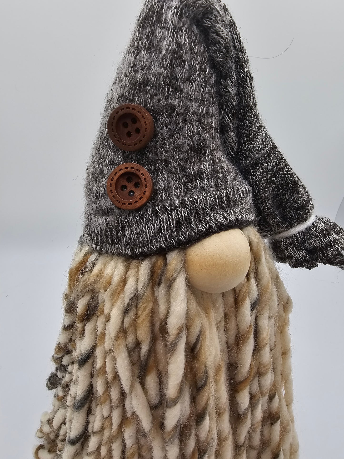 Medium Beige Gnome with Brown Hat and Buttons