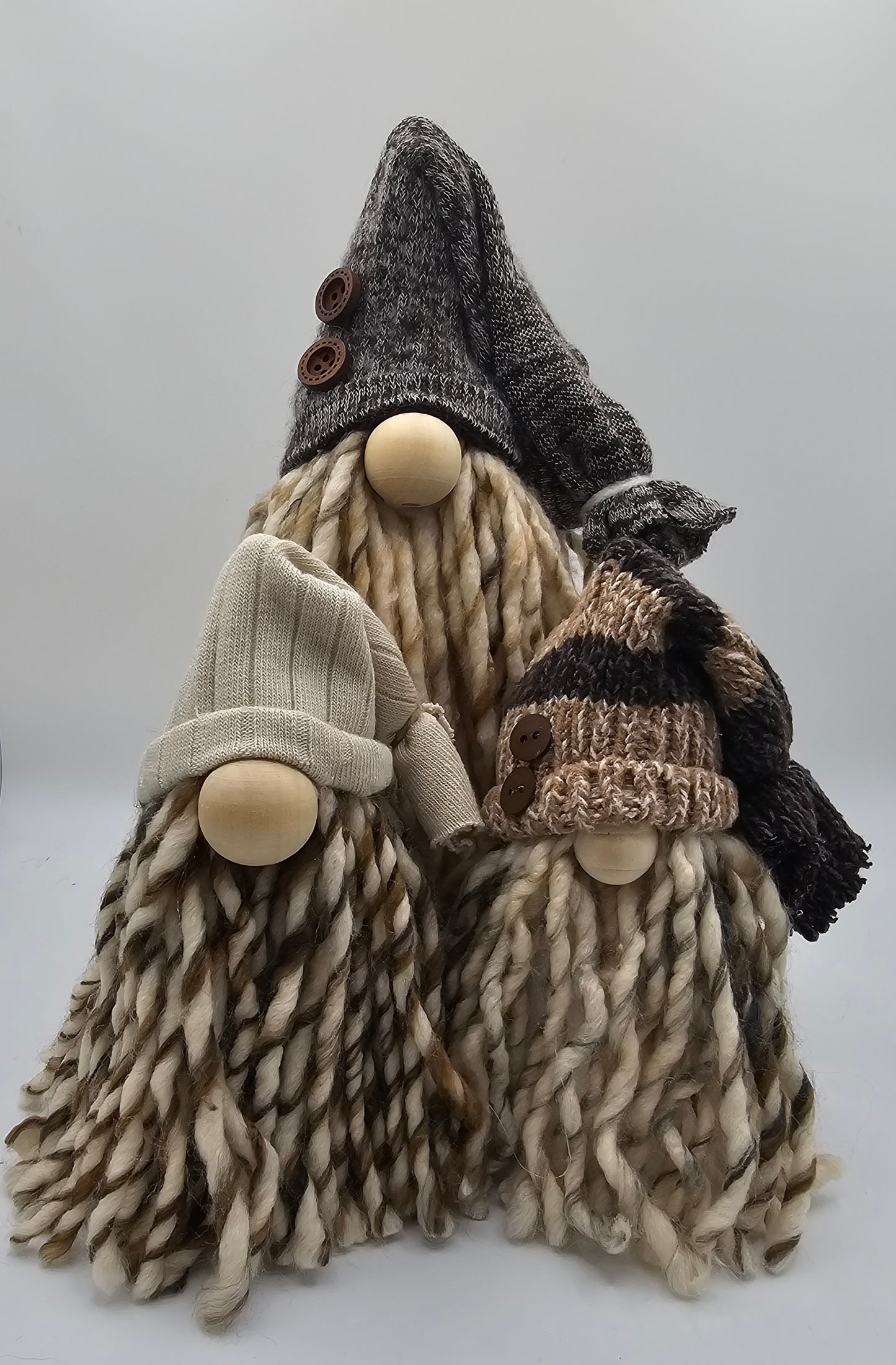 Medium Beige Gnome with Brown Hat and Buttons