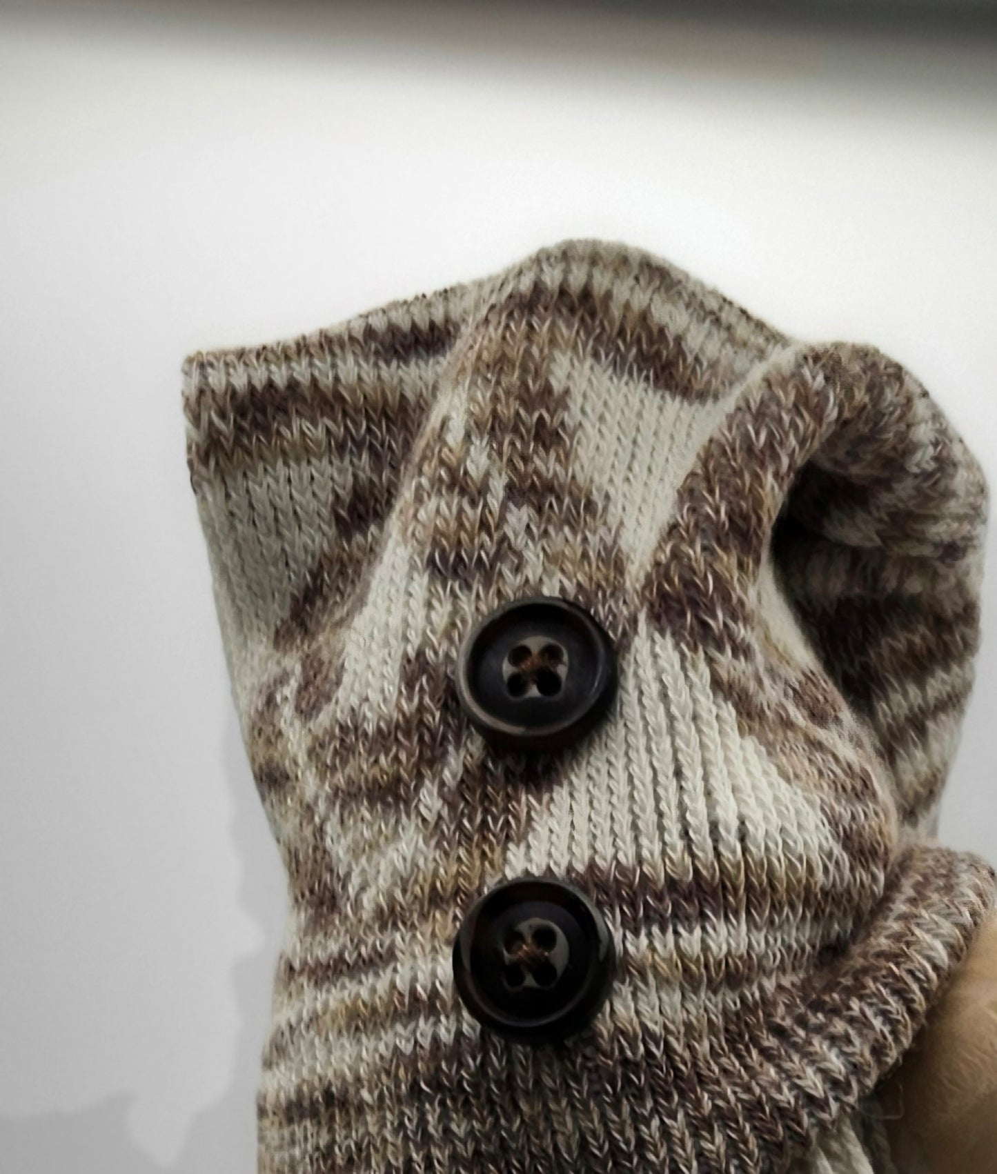 Large Beige Gnome With Brown Buttons