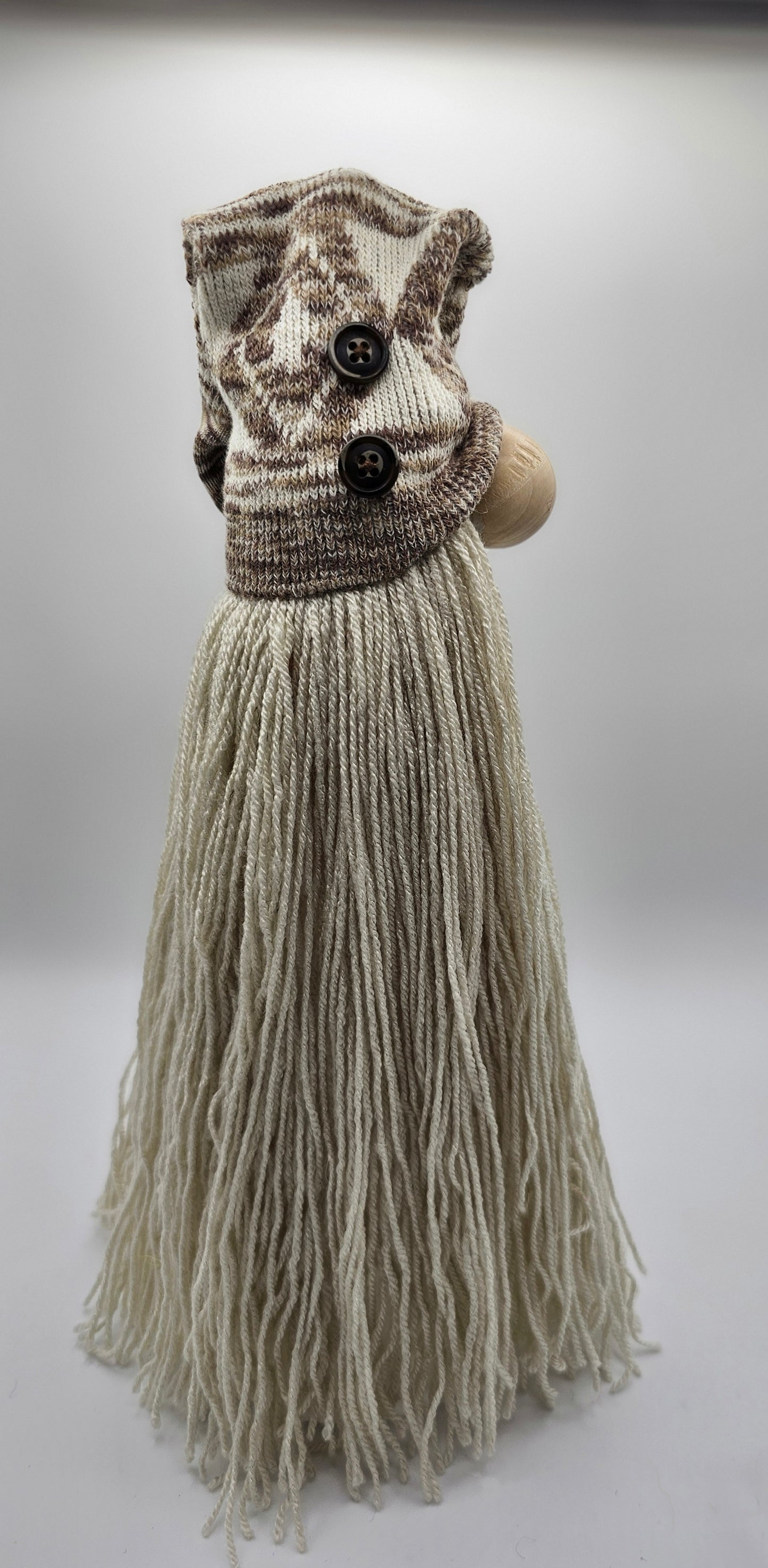Large Beige Gnome With Brown Buttons